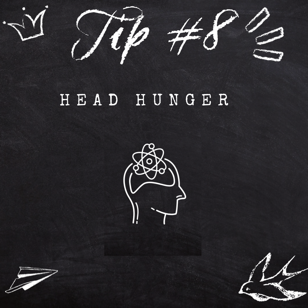 Pausing before eating, thinking mindfully about hunger cues, illustrating awareness of head hunger vs physical hunger